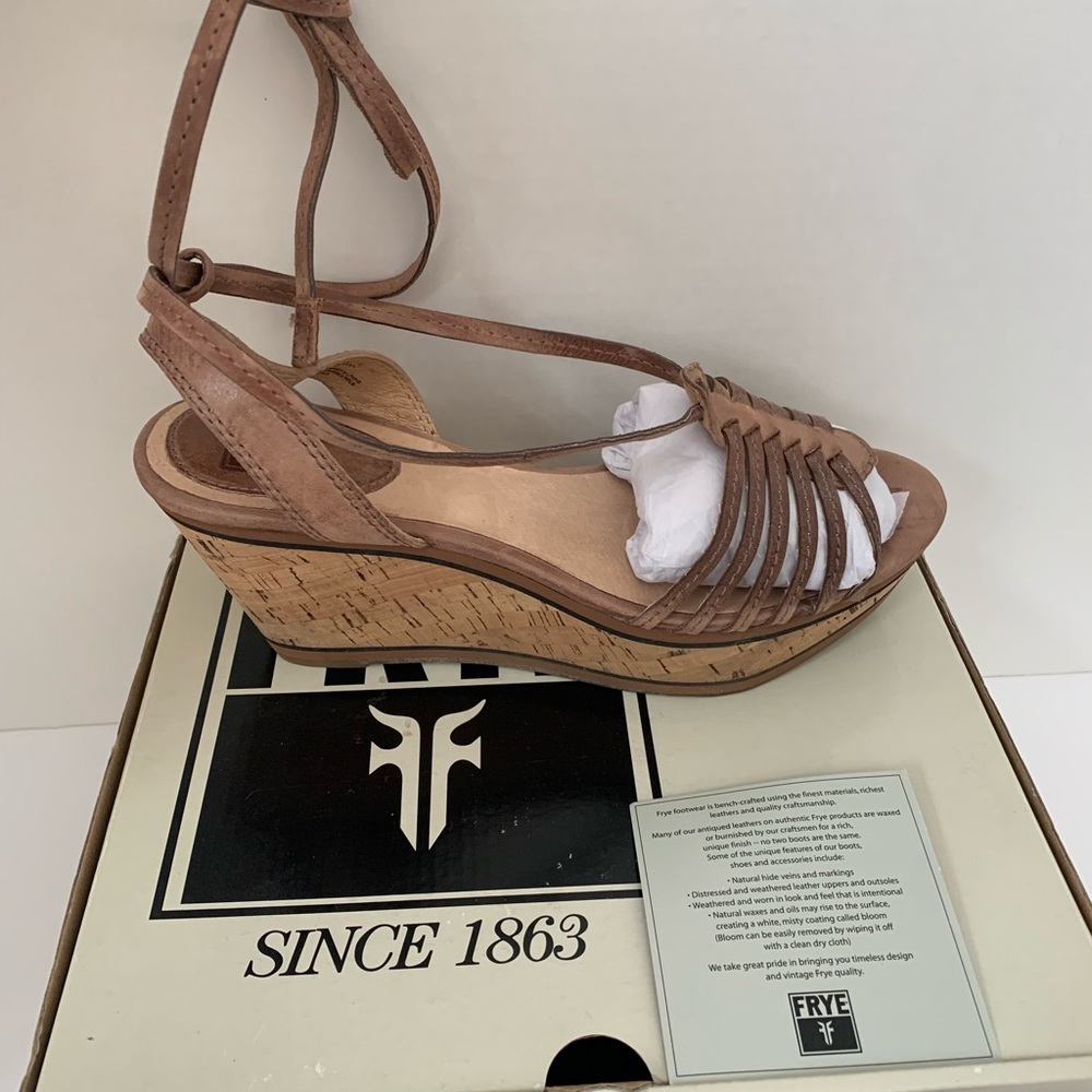 Frye, ankle strap sandals. Tan leather, size - 7 1/2